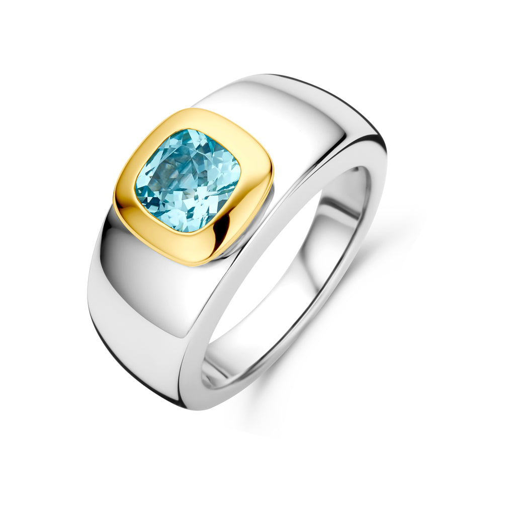 Ring blauer Topas Gold mit Silber