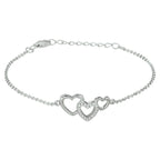 Armband Herzen und Zirkonia 16 + 3 cm Silber rhodiniert