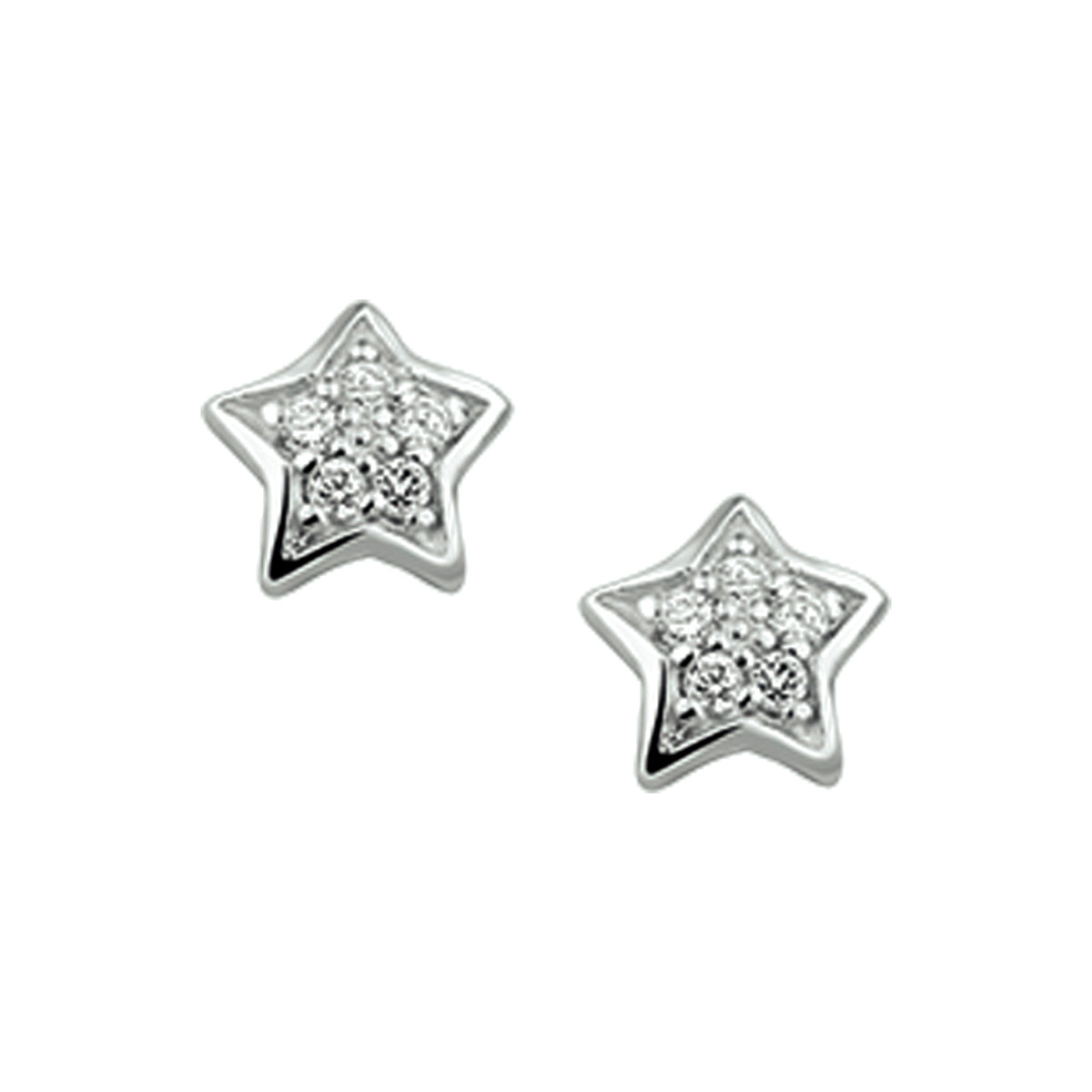 Ohrstecker Stern Zirkonia Silber rhodiniert