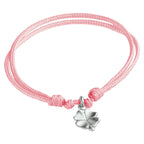 Armband Kleeblatt Silber rhodiniert mit Gummi/Nylon/Leder