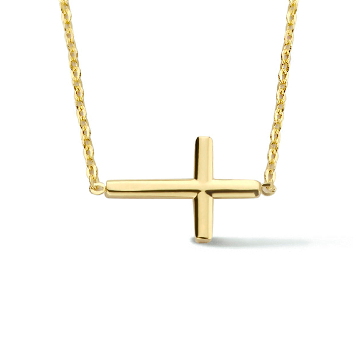 Halskette Kreuz 42 + 3 cm 14K Gelbgold