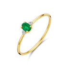 Ring Trilogie Smaragd und Diamant 0,006 ct h p1 14 K Gelbgold