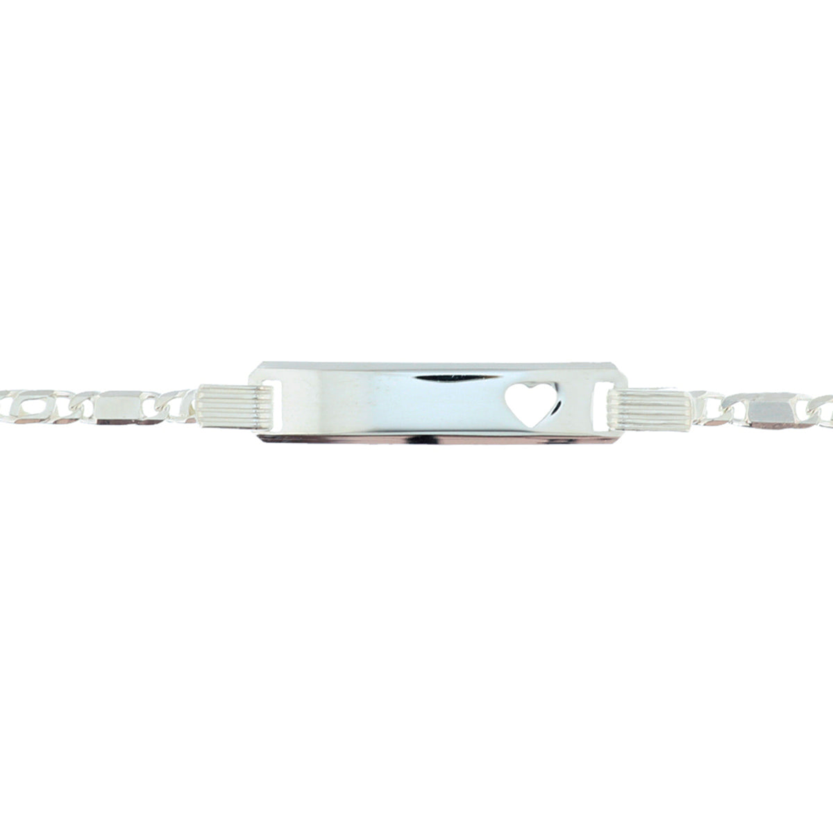 graveerarmband hart plaat 6,0 mm 16 - 18 cm zilver wit