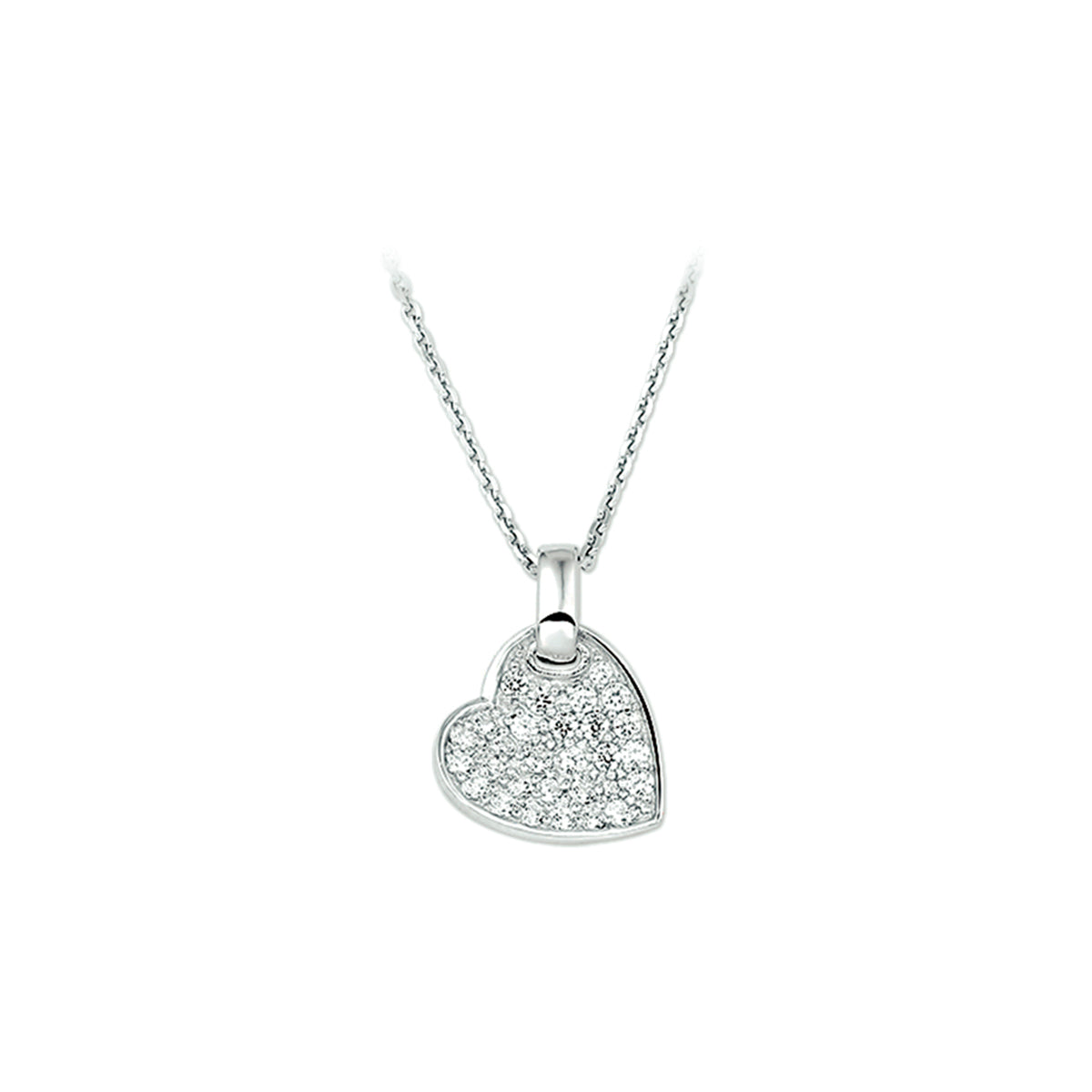 Halskette Herz Zirkonia 41 + 4 cm Silber rhodiniert