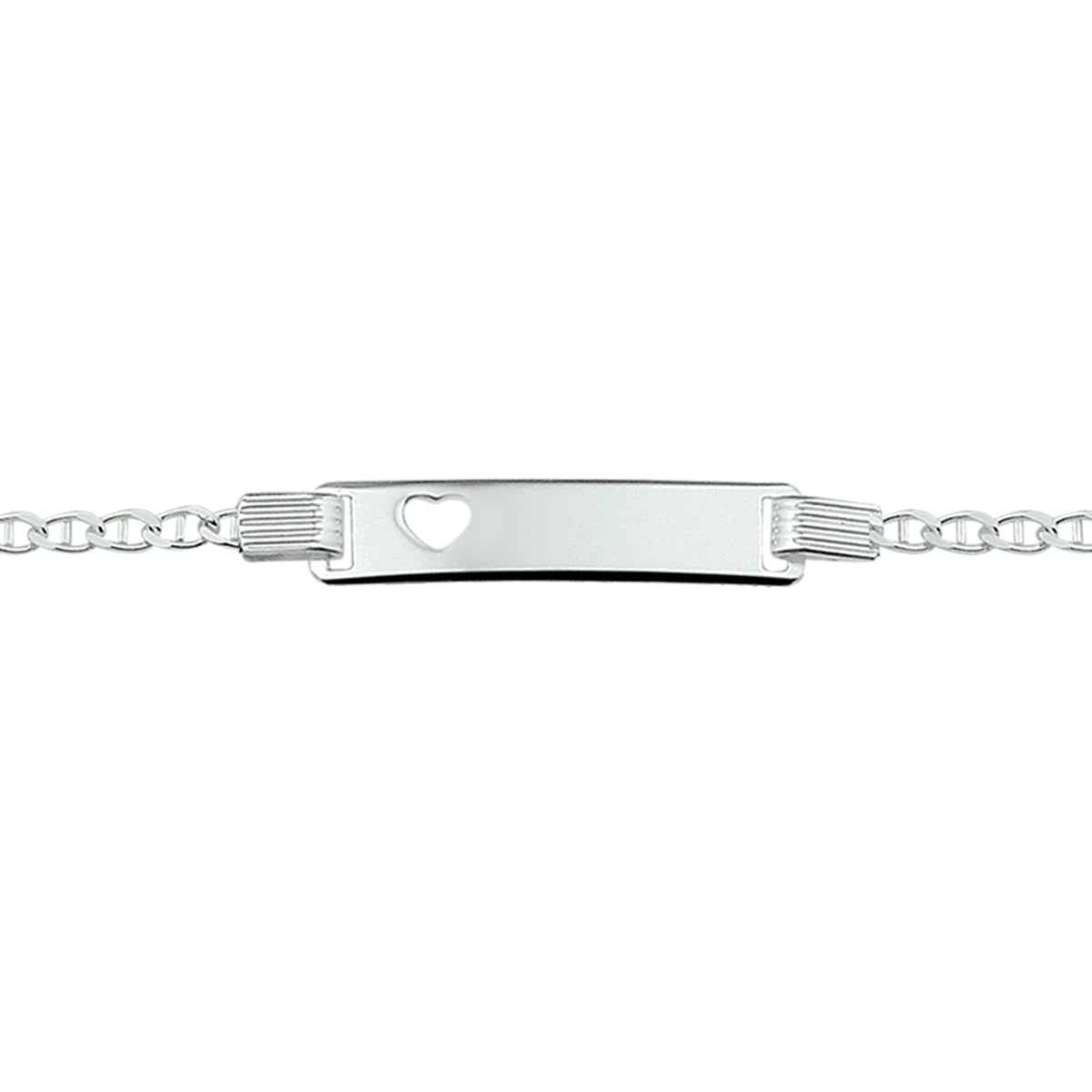 graveerarmband hart plaat 6 mm 16-18 cm zilver gerhodineerd