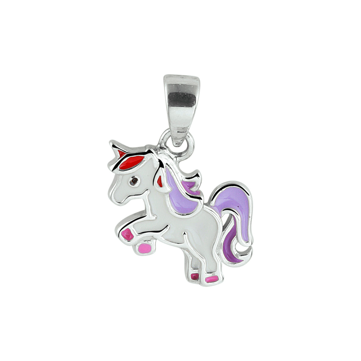 Anhänger Emaille Einhorn Silber rhodiniert