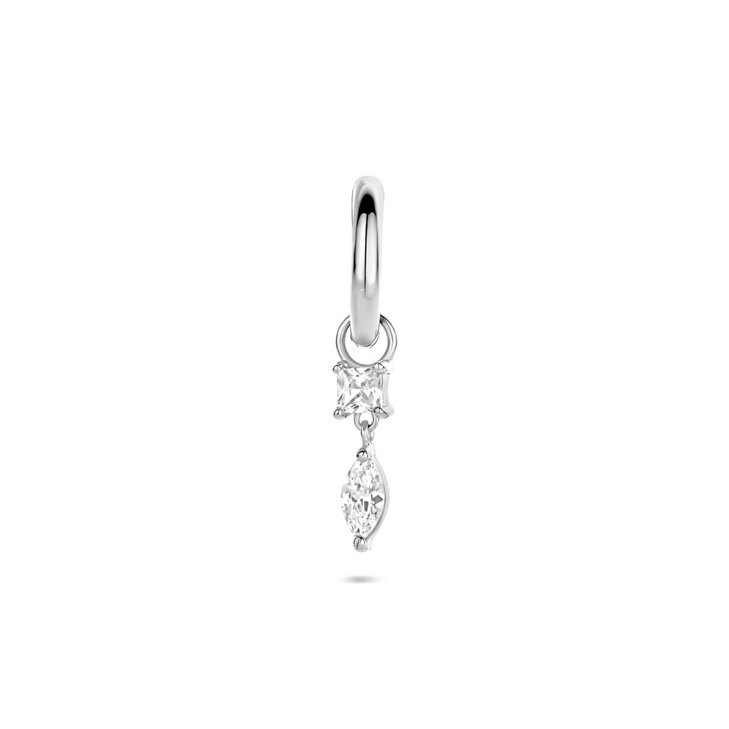 oorring zirkonia per stuk 16 mm zilver gerhodineerd
