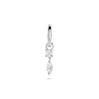 oorring zirkonia per stuk 16 mm zilver gerhodineerd
