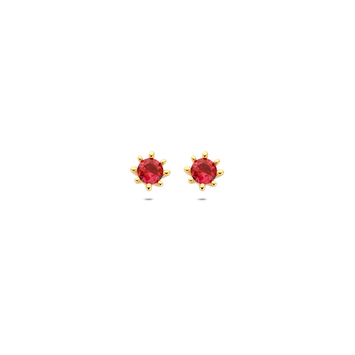 9k oorknoppen rood zirkonia 4,5 mm 9K geel