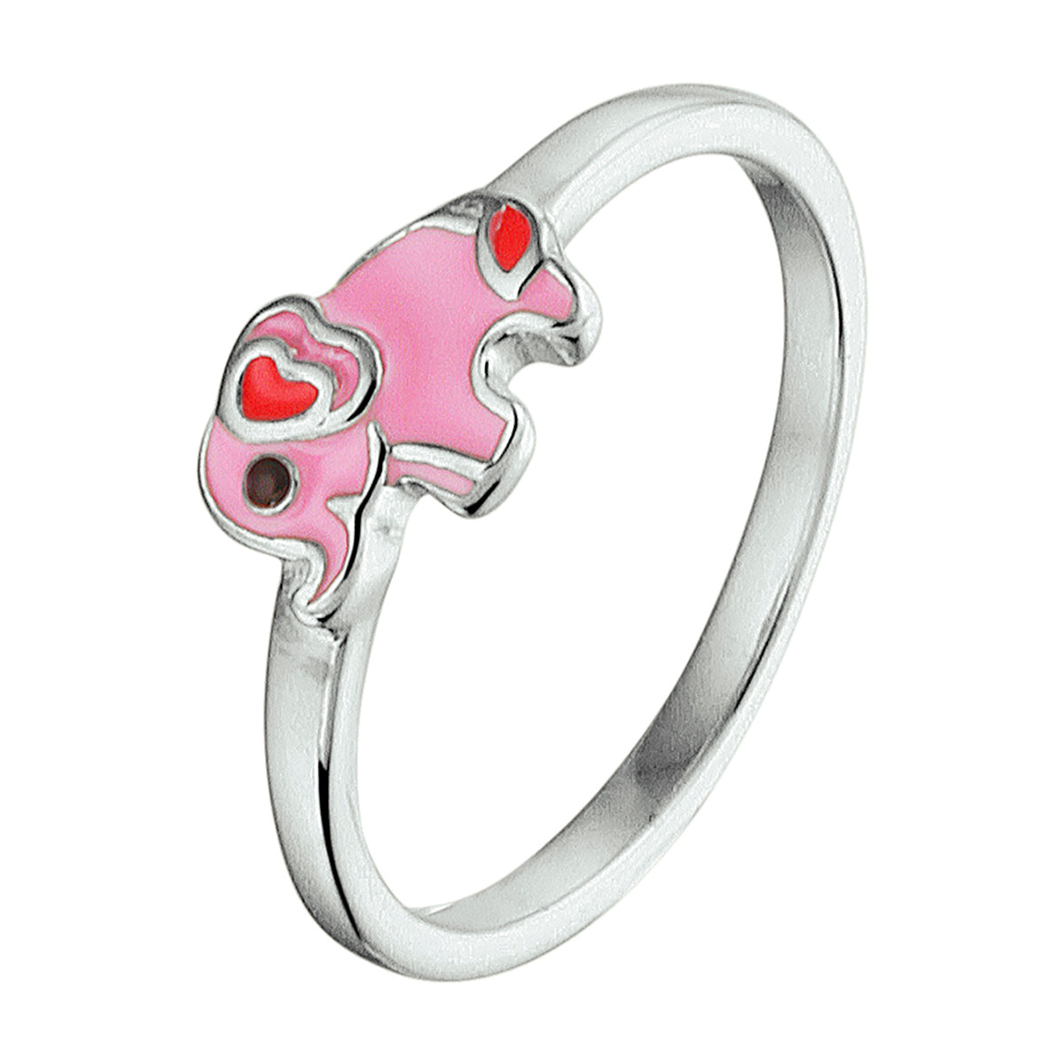 Ring Elefant Emaille rhodiniertes Silber