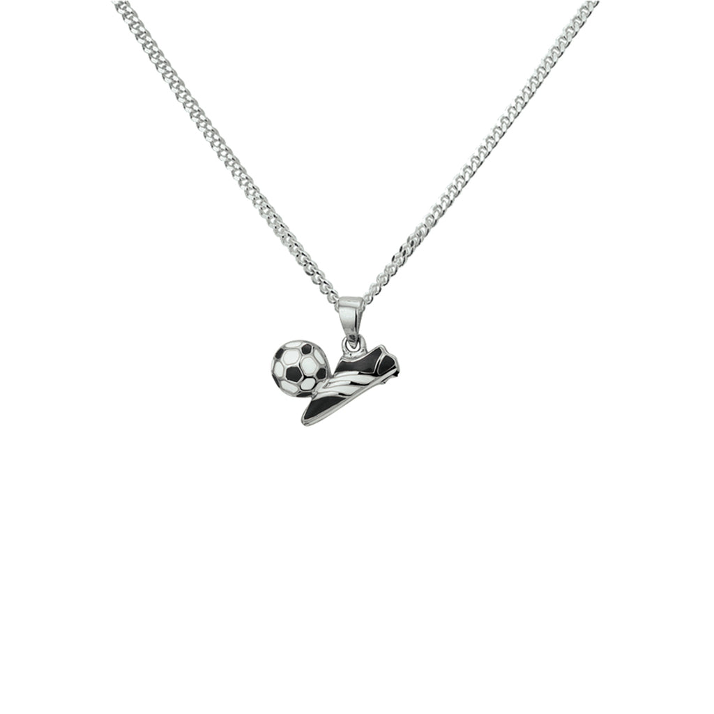 Halskette Fußballschuh Emaille 1,4 mm 36 + 4 cm Silber rhodiniert