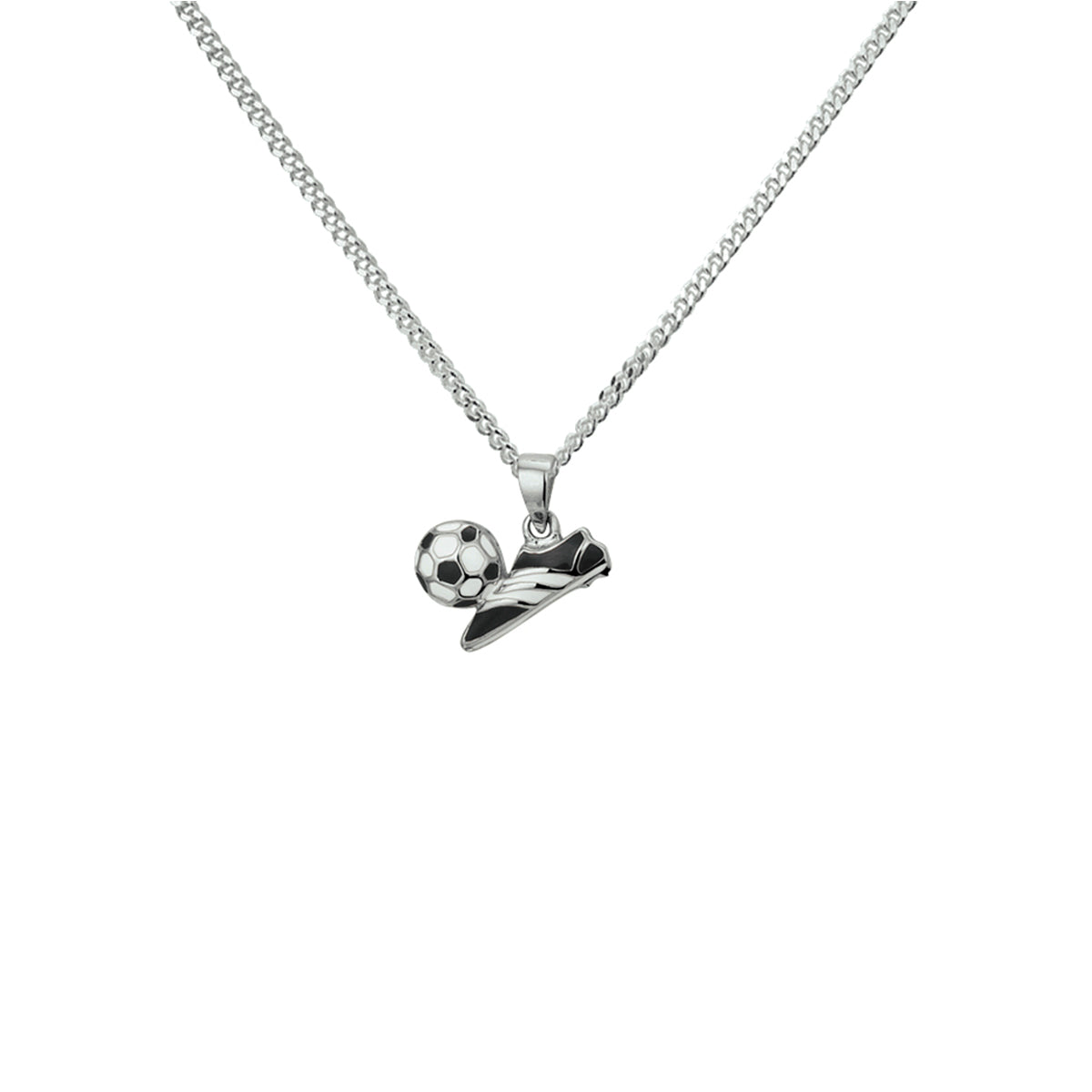 Halskette Fußballschuh Emaille 1,4 mm 36 + 4 cm Silber rhodiniert