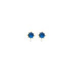 9k oorknoppen blauw zirkonia 4,5 mm 9K geel