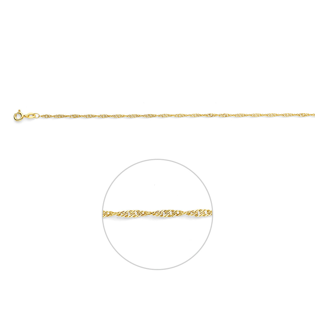 Fußkettchen Singapur 1,8 mm 14K Gelbgold
