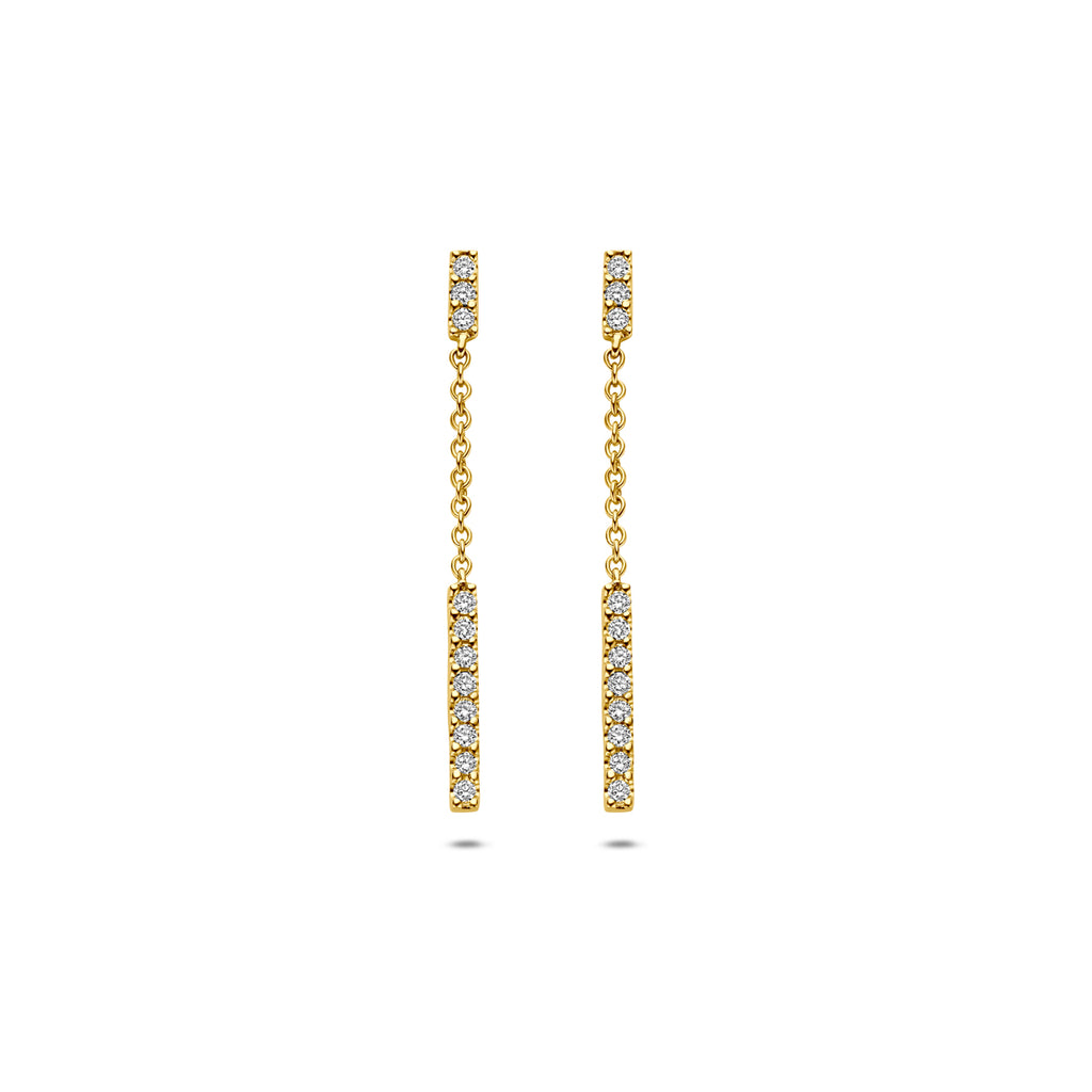 oorhangers diamant 0.11ct (2x 0.055ct) h si 26 mm 14K geelgoud