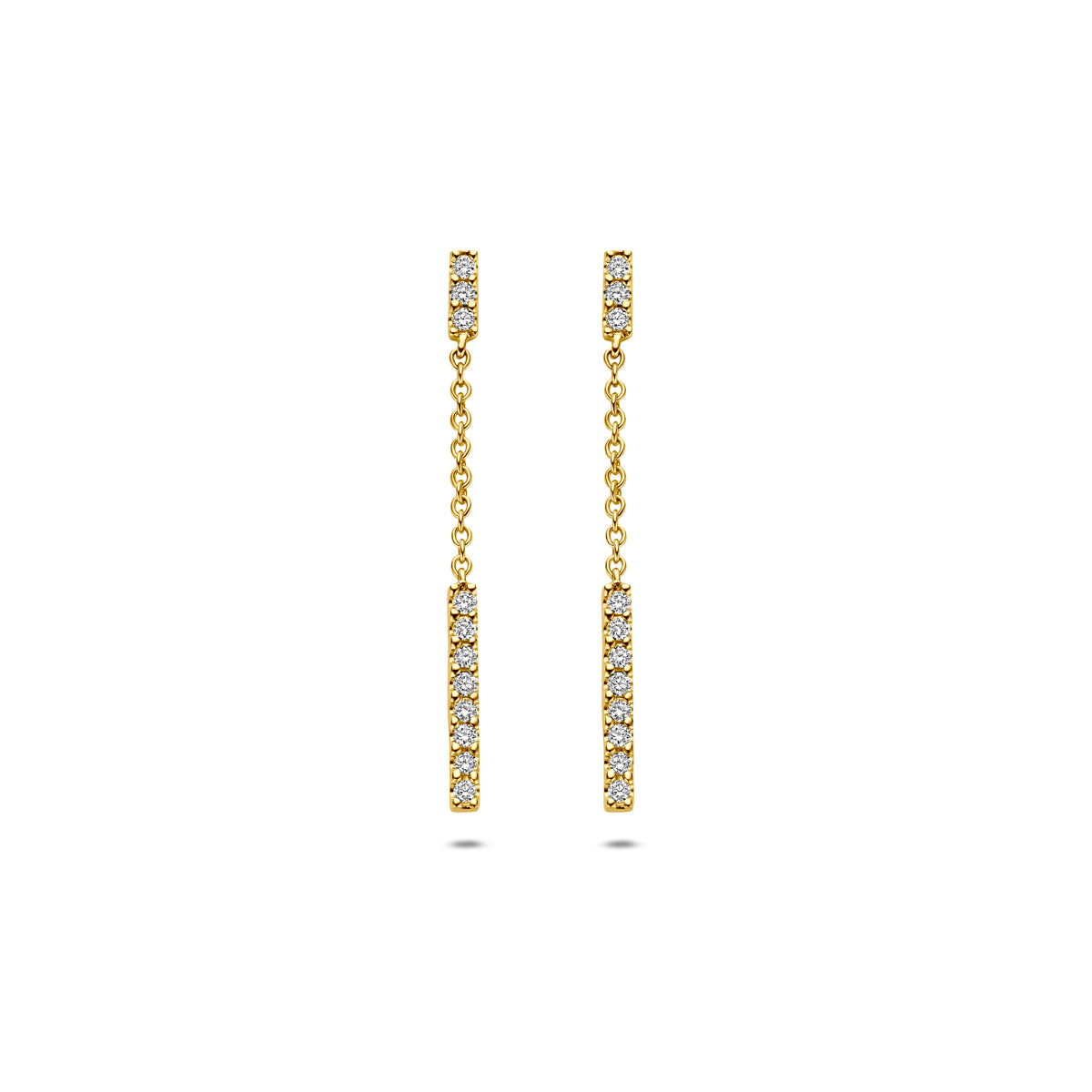 oorhangers diamant 0.11ct (2x 0.055ct) h si 26 mm 14K geelgoud