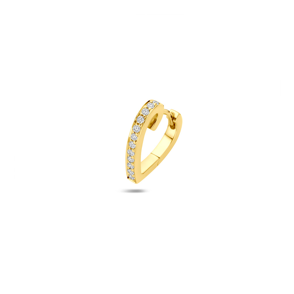klapoorring hartje diamant 0.11ct h si 13,5 mm per stuk 14K geelgoud
