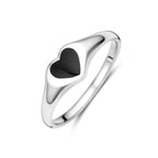 Ring Herz Onyx Silber rhodiniert