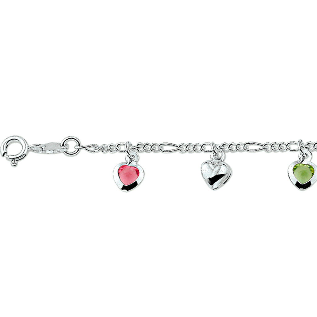 Armband Herz mehrere Farben Zirkonia 16 cm Silber weiß