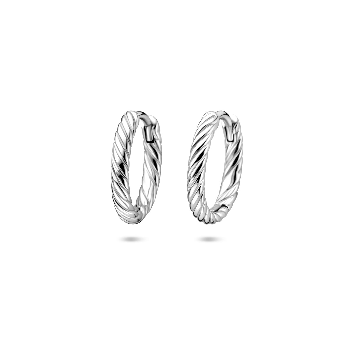 klapoorringen gedraaid 14 mm zilver gerhodineerd - gedraaid