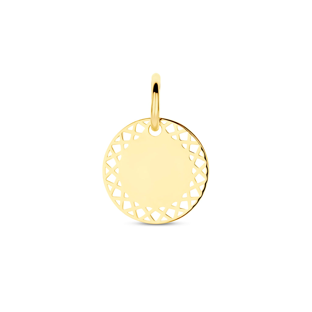 Gravuranhänger 15 mm 14K Gelbgold