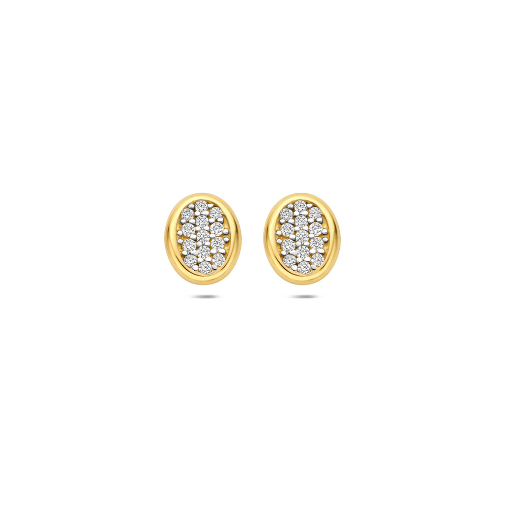 oorknoppen zirkonia 8 mm 14K geelgoud