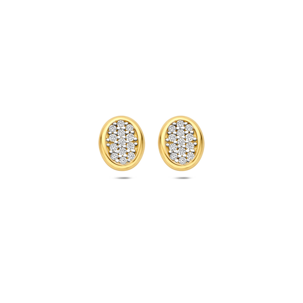 oorknoppen zirkonia 8 mm 14K geelgoud