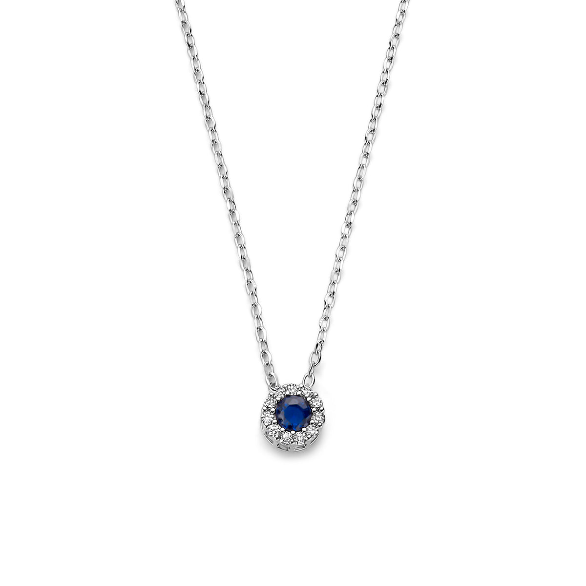 collier saffier zirkonia 41 - 43 - 45 cm zilver gerhodineerd