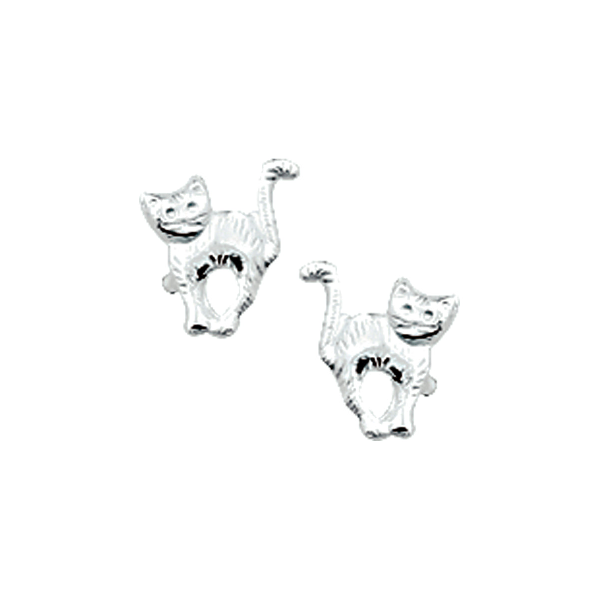 Ohrstecker Katze silber weiß