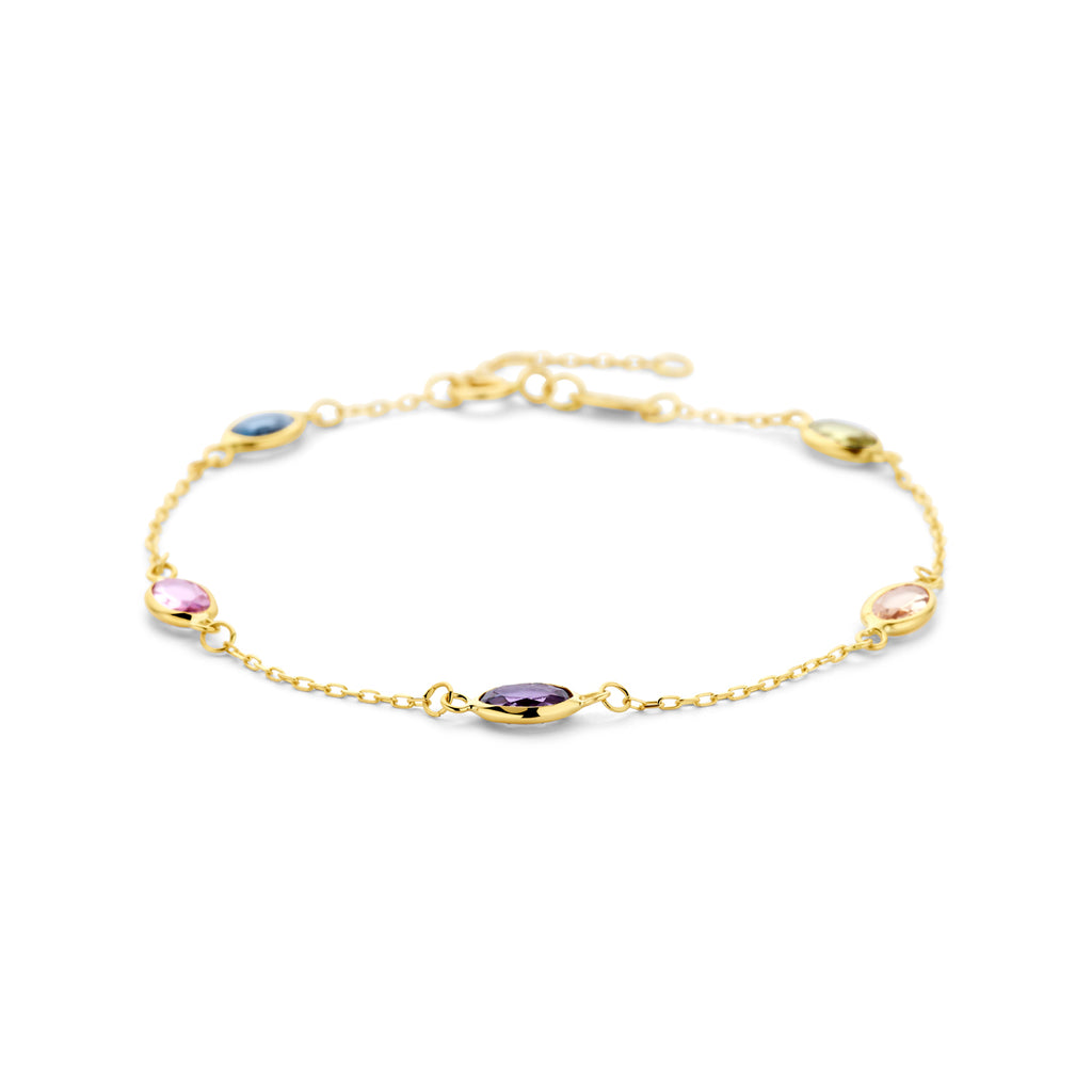 Armband synthetische Steine 16,5 - 17,5 - 18,5 cm 14K Gelbgold