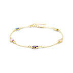 Armband synthetische Steine 16,5 - 17,5 - 18,5 cm 14K Gelbgold