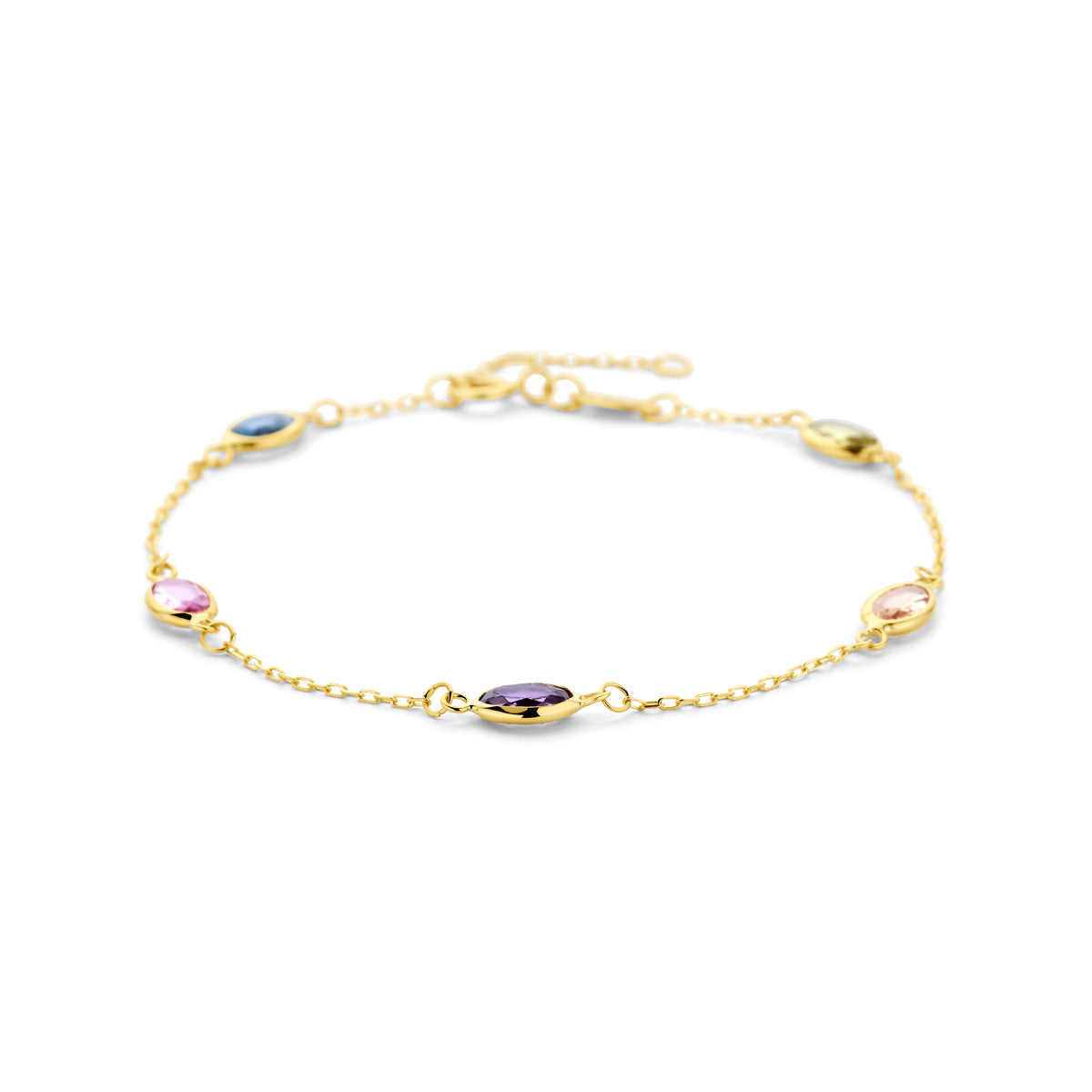 Armband synthetische Steine 16,5 - 17,5 - 18,5 cm 14K Gelbgold