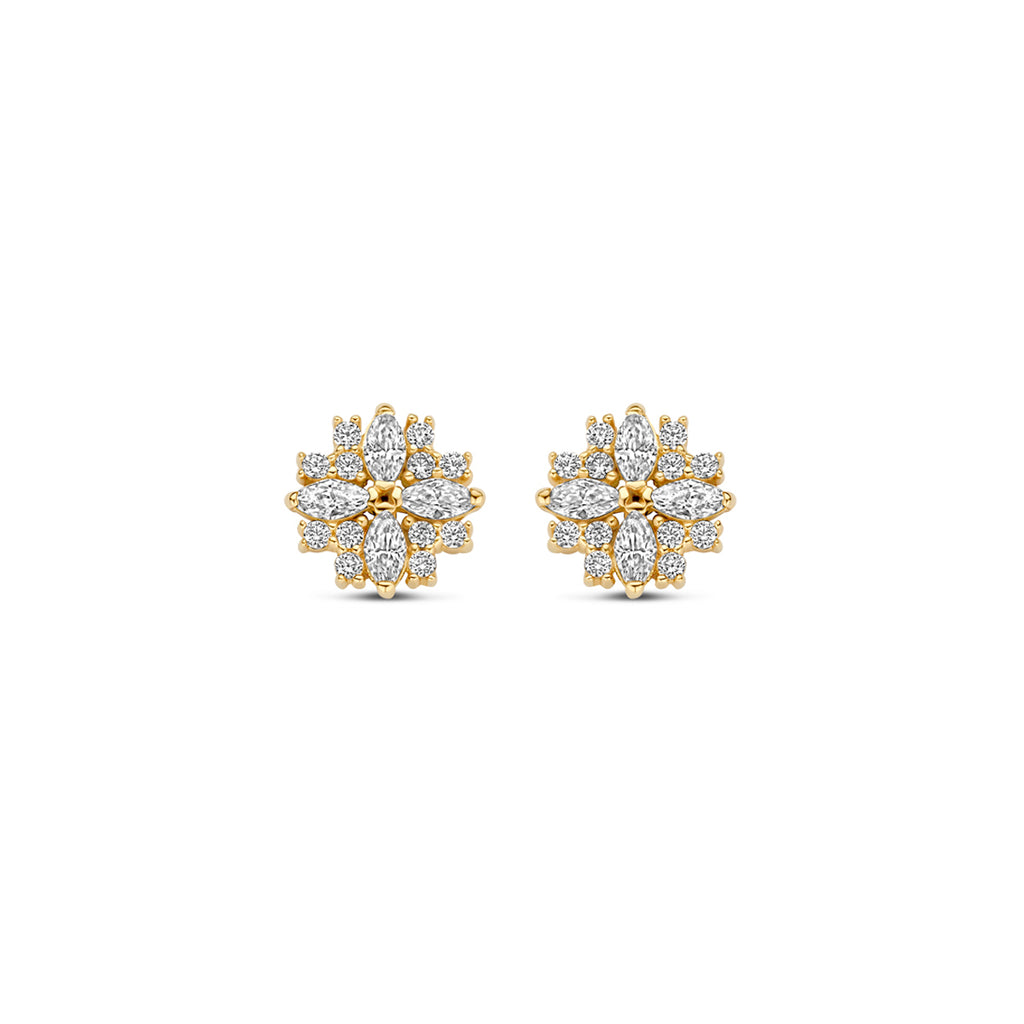 oorknoppen zirkonia 7 mm 14K geelgoud