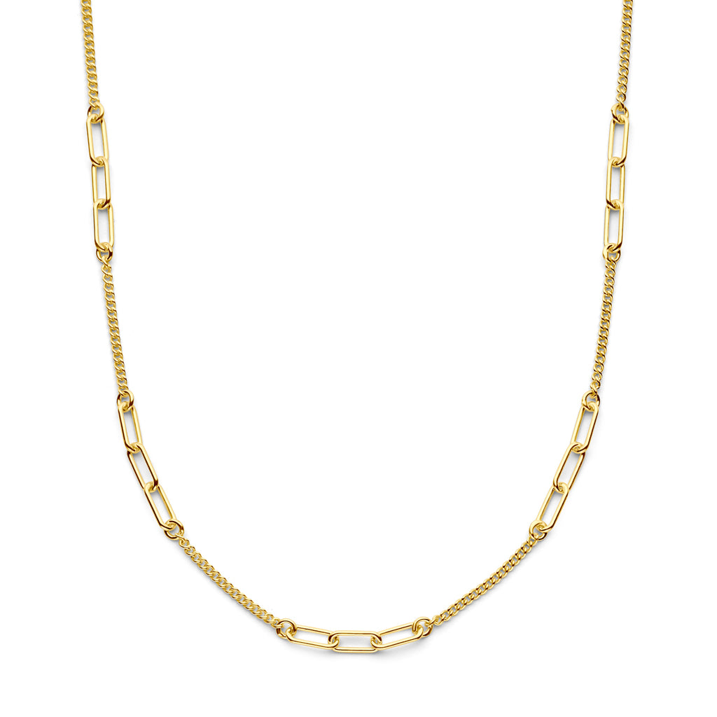 combi-collier gourmette en paperclip 3,6 mm 40 + 5 cm 3 micron zilver verguld (geel)