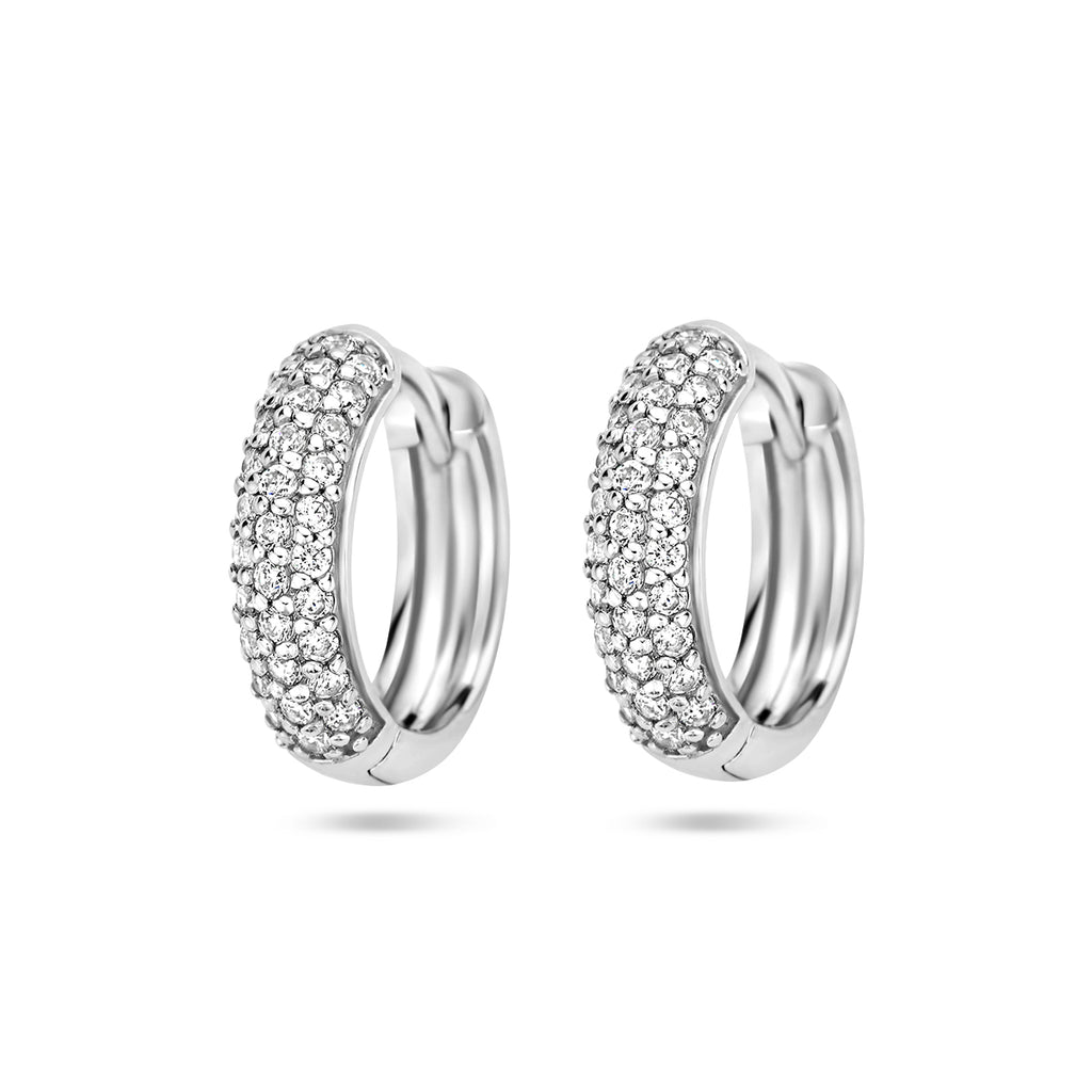 Klappcreolen Zirkonia 15,5 mm Silber rhodiniert