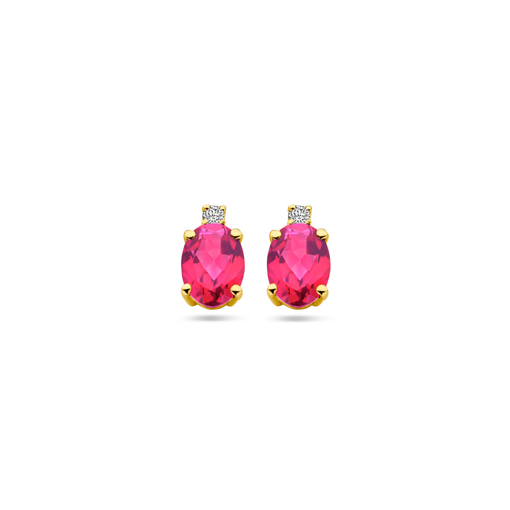 Ohrstecker rosa Topas und Diamant 0,04 ct (2x 0,02 ct) h si 14 K Gelbgold