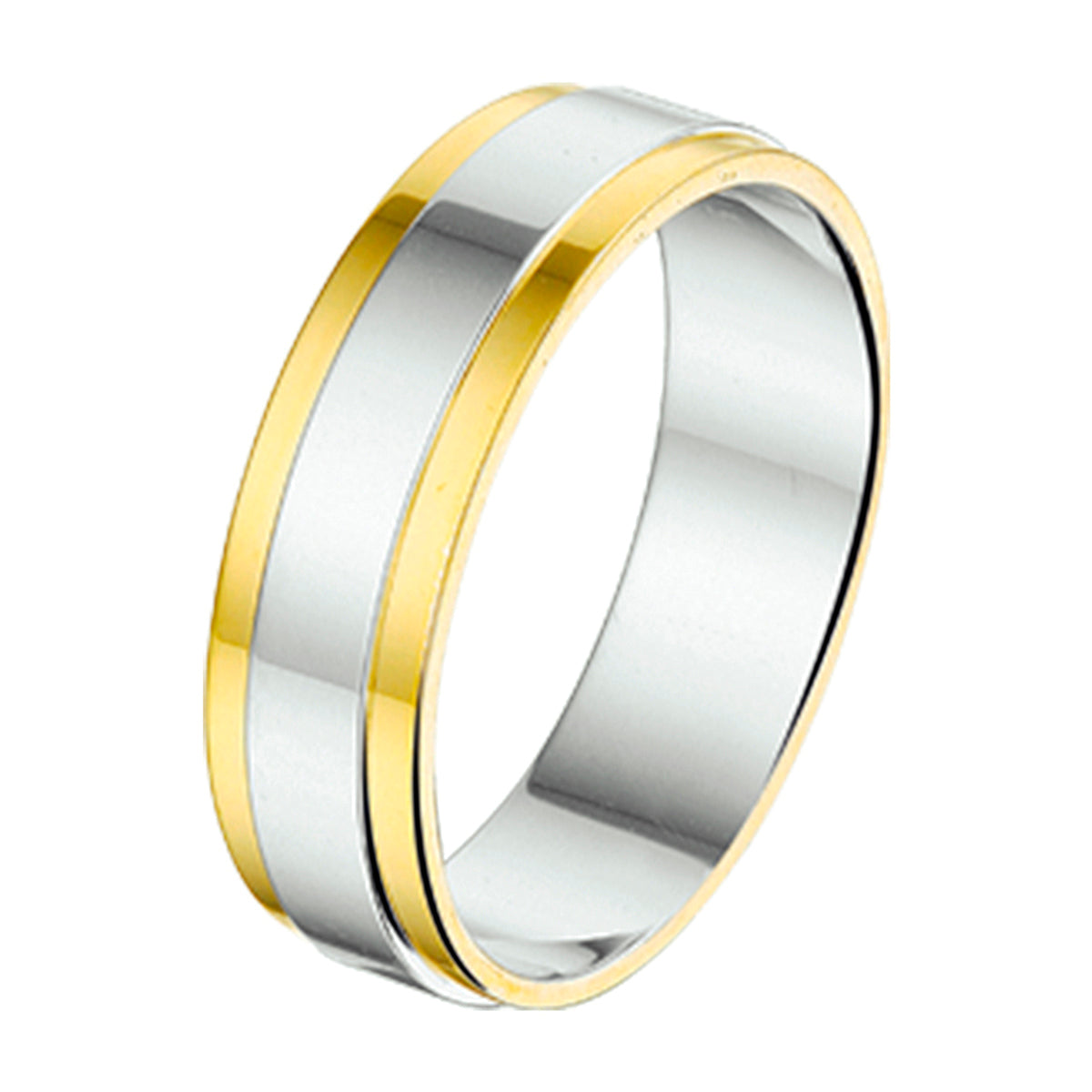 ring 4,5 mm zonder steen goud met zilver