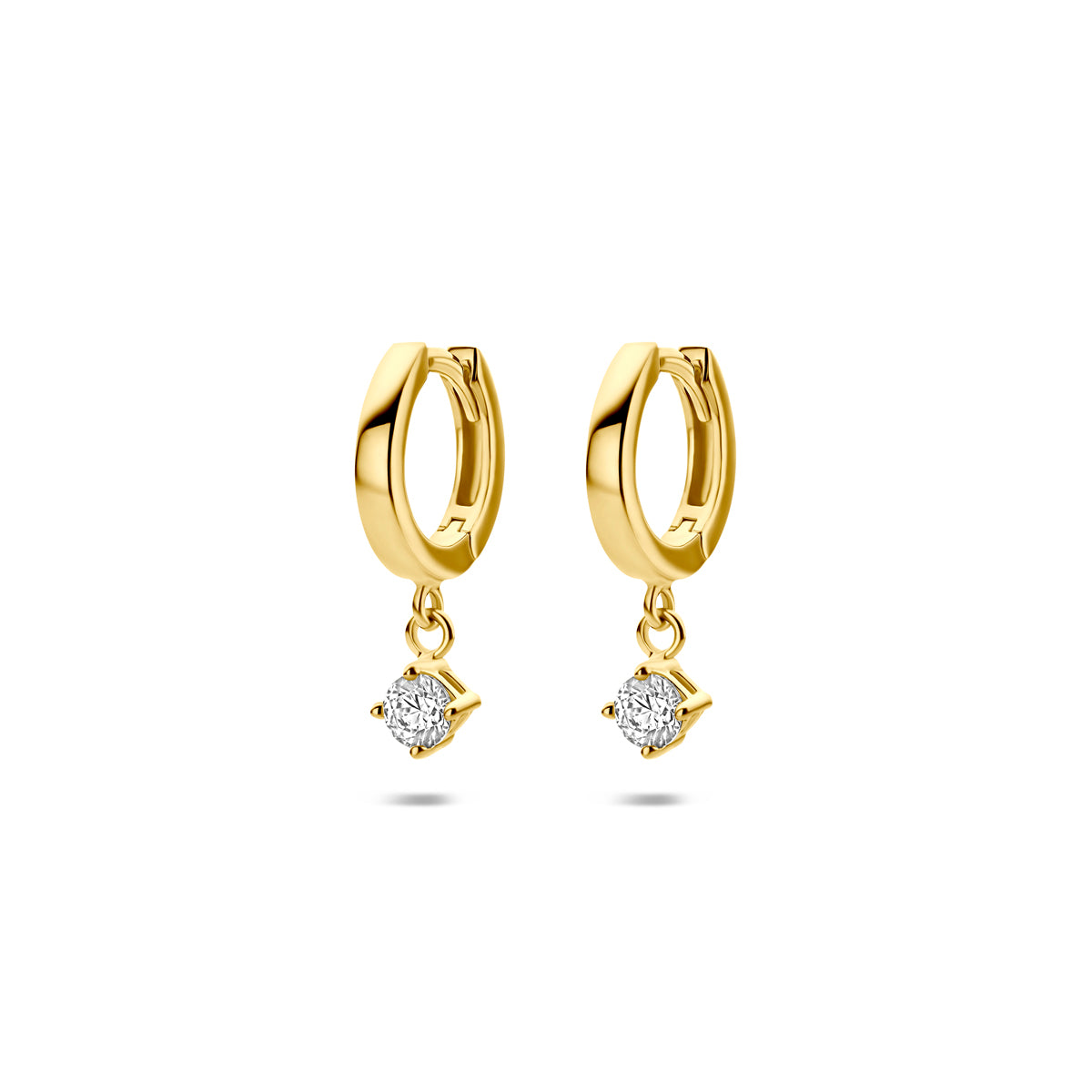 oorringen zirkonia 16,5 mm 14K geelgoud - rond