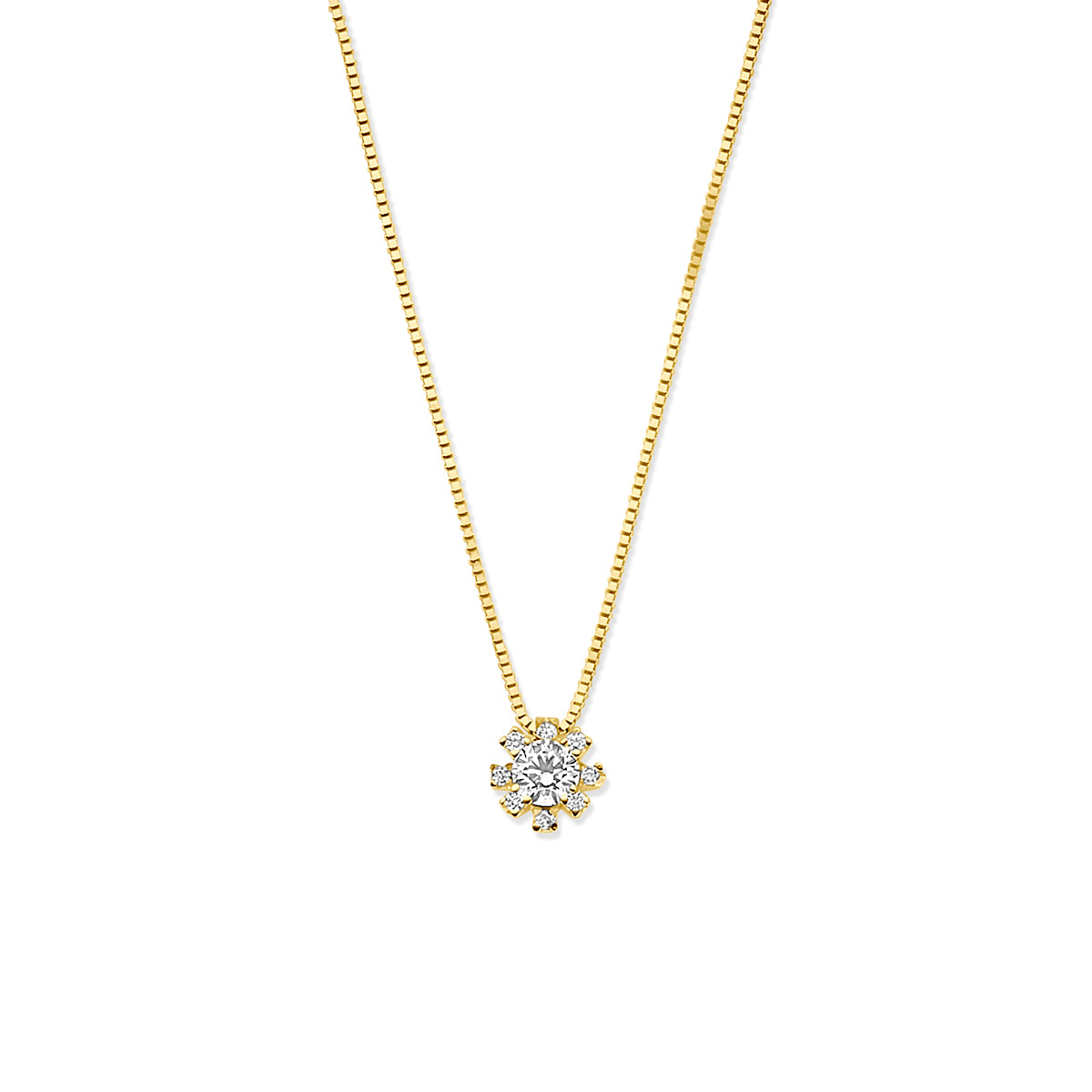 Halskette Rosette Zirkonia 40 - 42 - 44 cm 14K Gelbgold