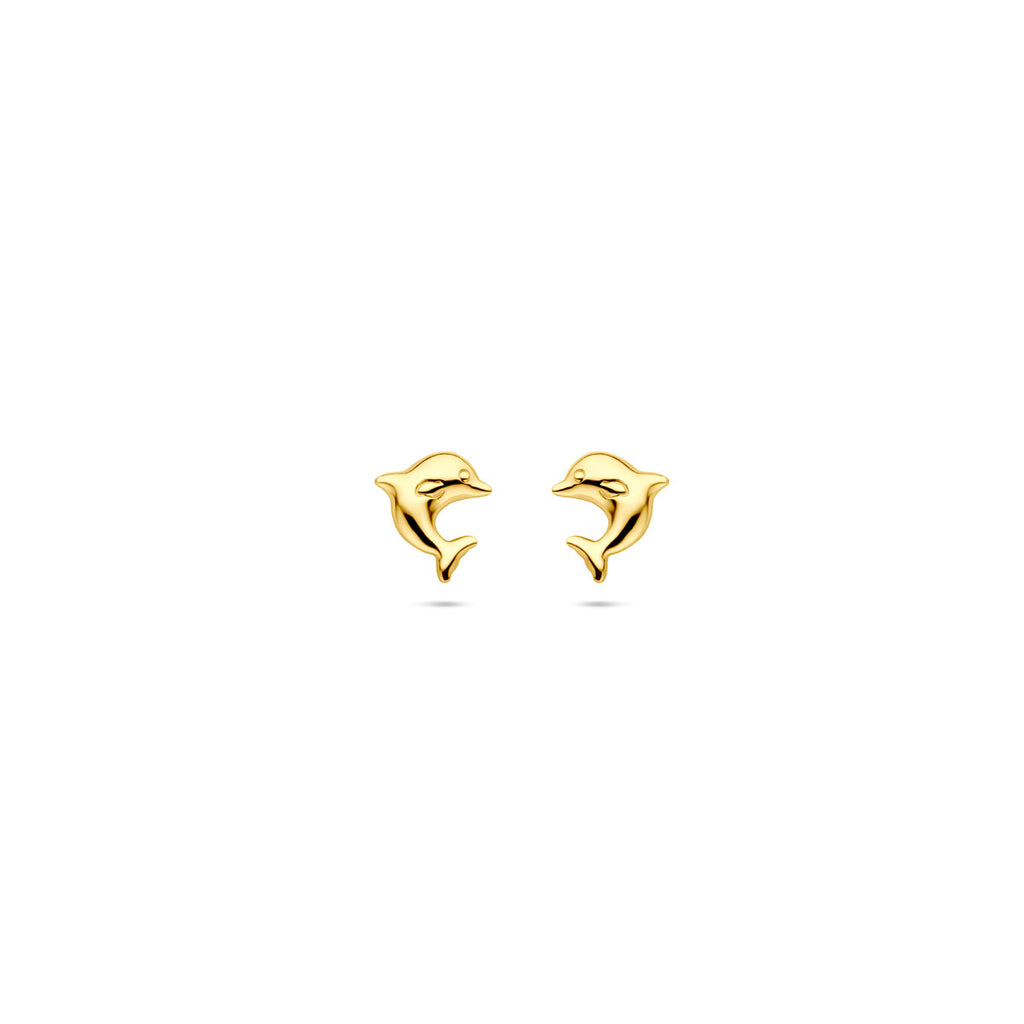 oorknoppen dolfijn 7 mm 14K geelgoud