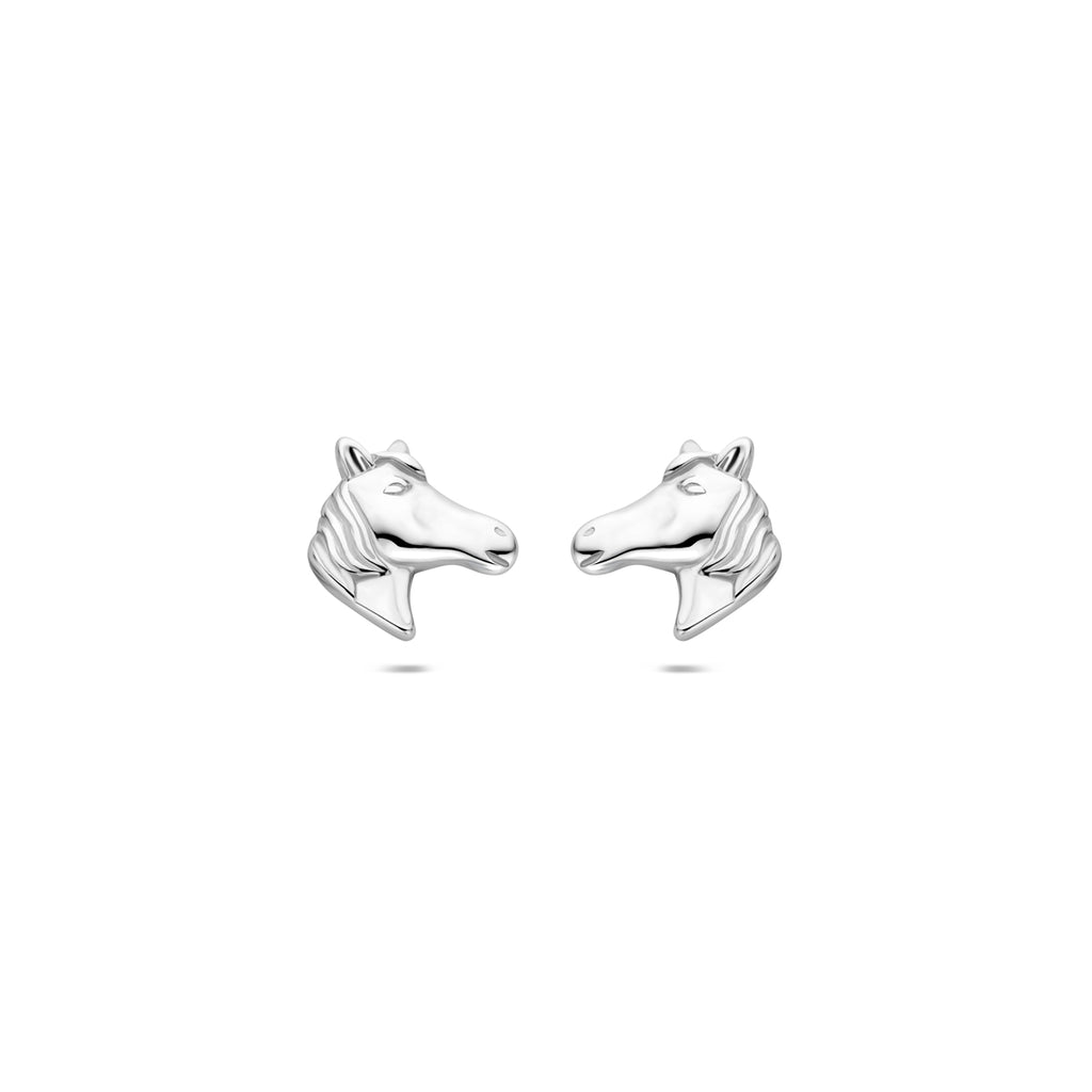 oorknoppen paardenhoofd zilver wit
