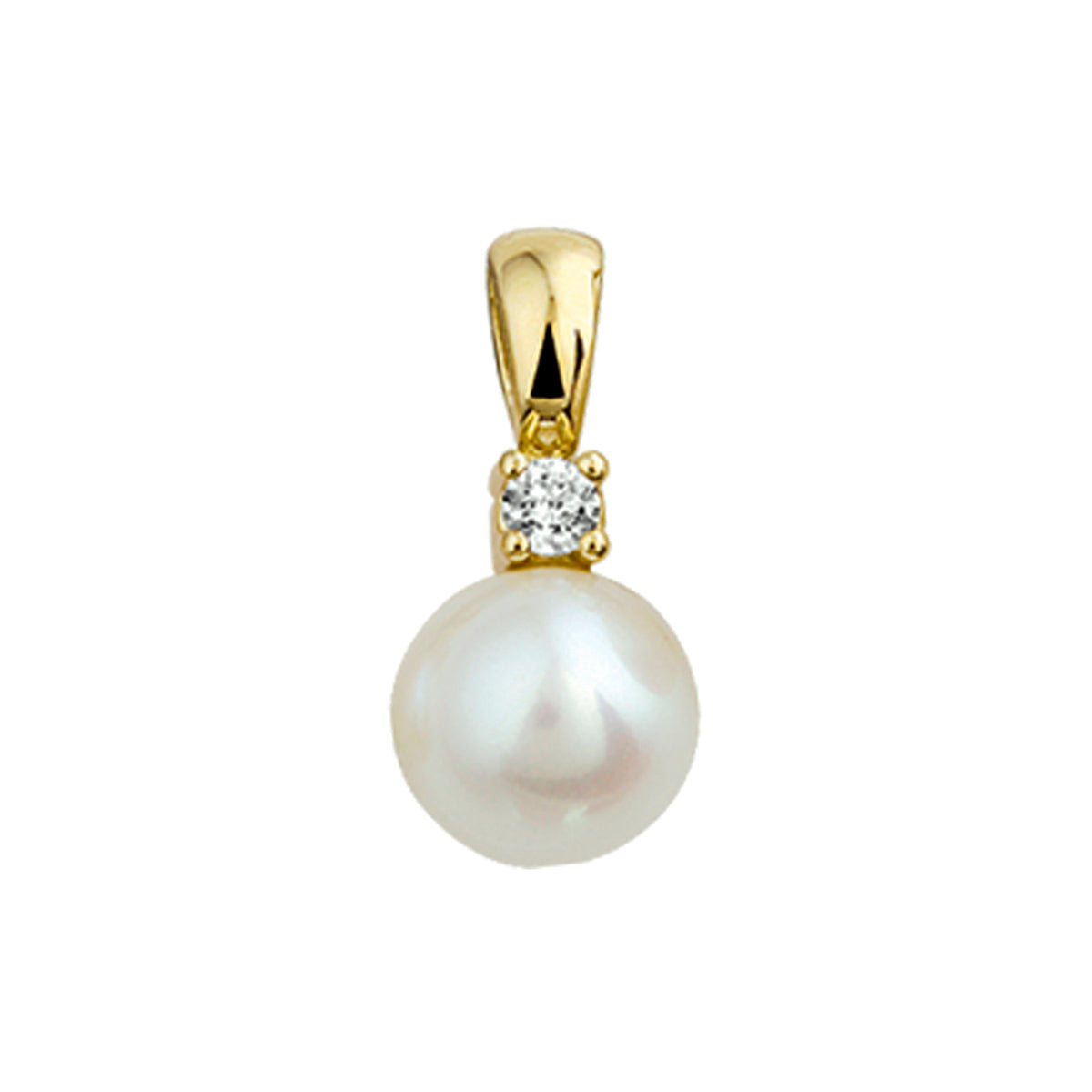 hanger parel en zirkonia 14K geelgoud