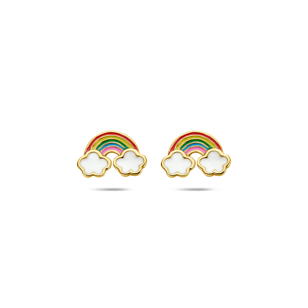 oorknoppen regenboog emaille 6,5 mm 1 micron zilver verguld (geel)