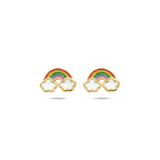 oorknoppen regenboog emaille 6,5 mm 1 micron zilver verguld (geel)