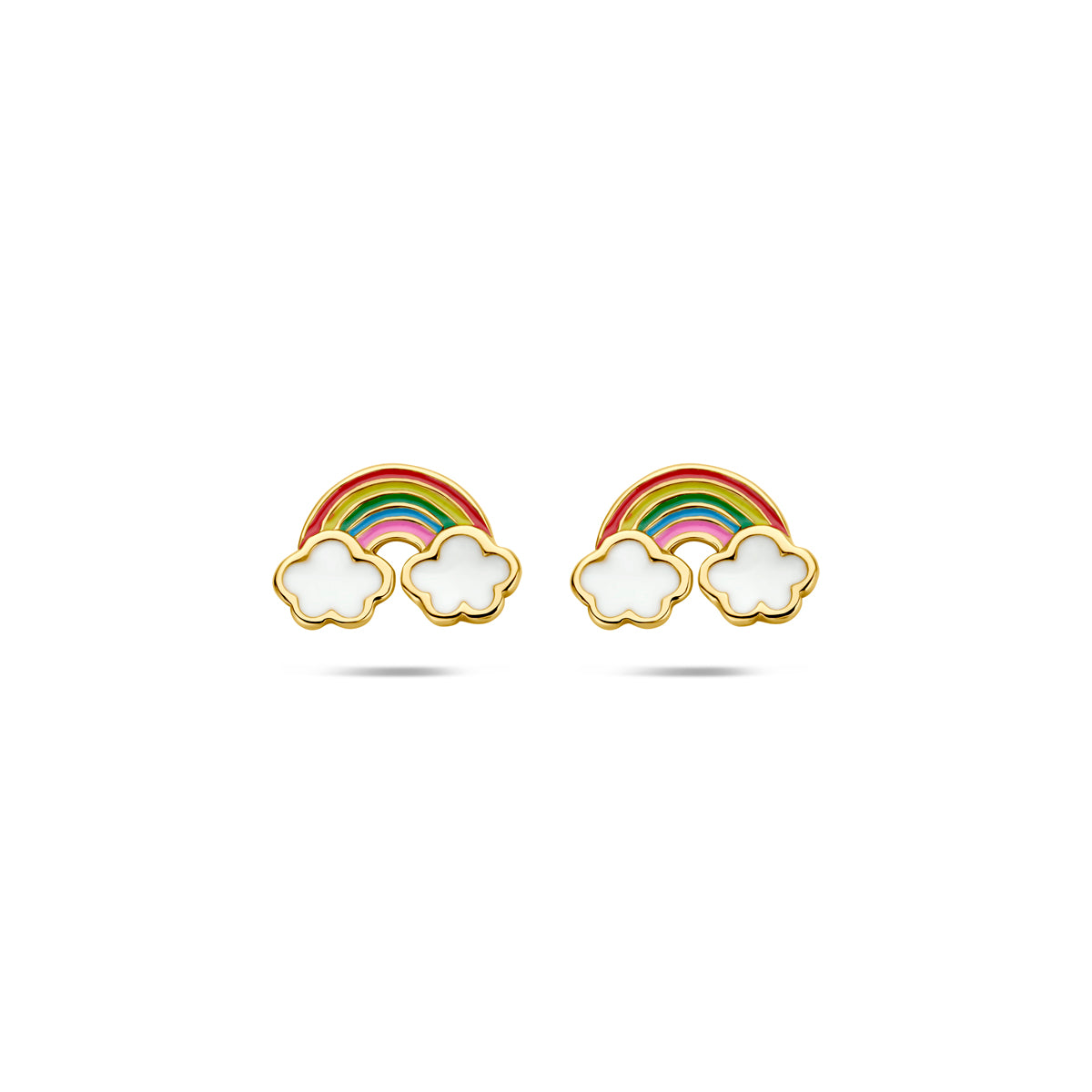 oorknoppen regenboog emaille 6,5 mm 1 micron zilver verguld (geel)