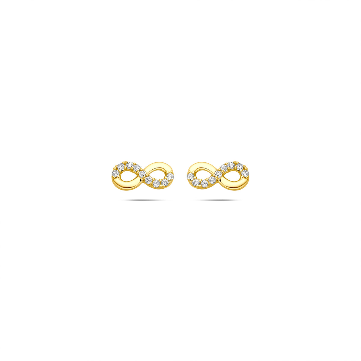 oorknoppen infinity zirkonia 4 mm 14K geelgoud