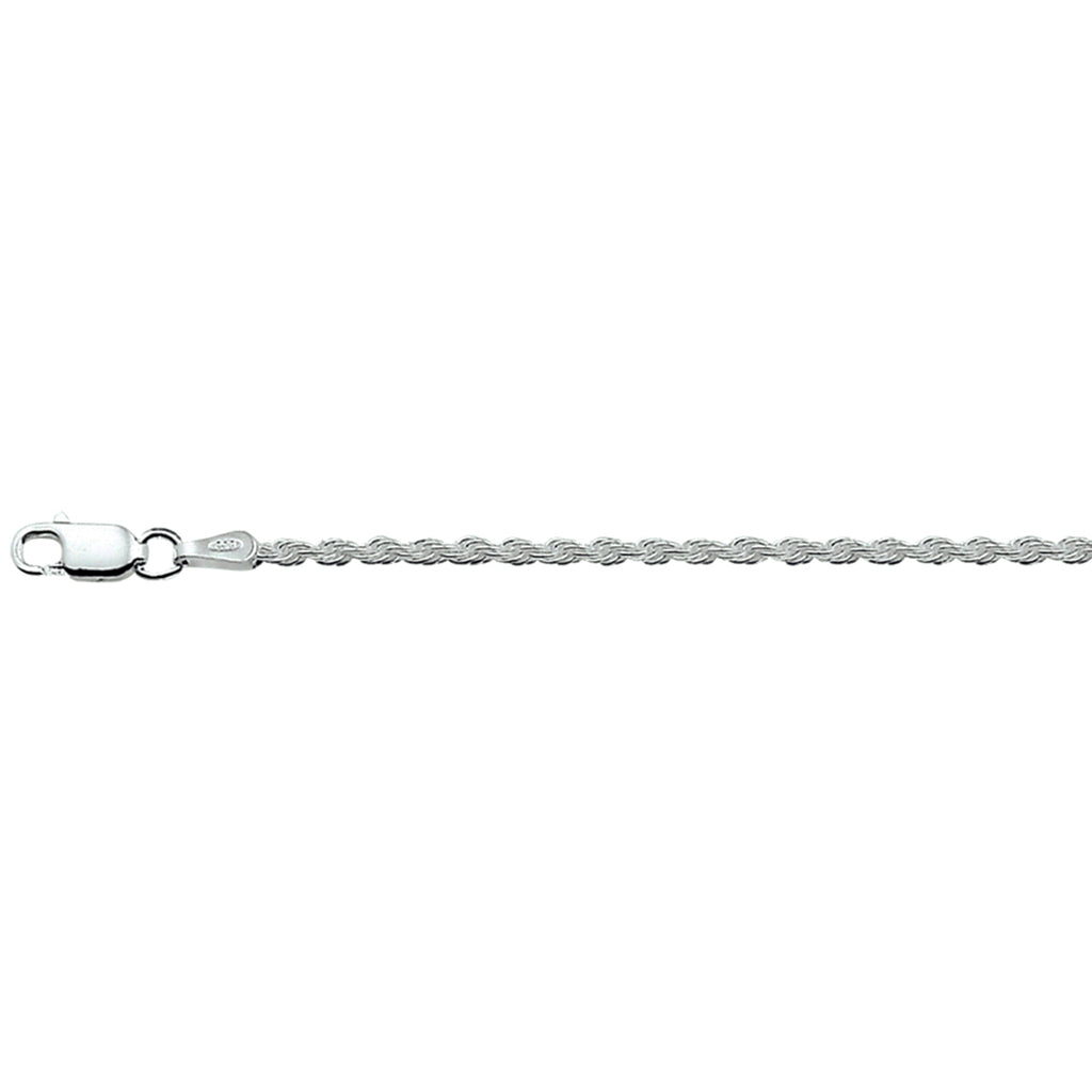 Fußkettchenschnur 2,0 mm 24 - 26 cm Silber rhodiniert