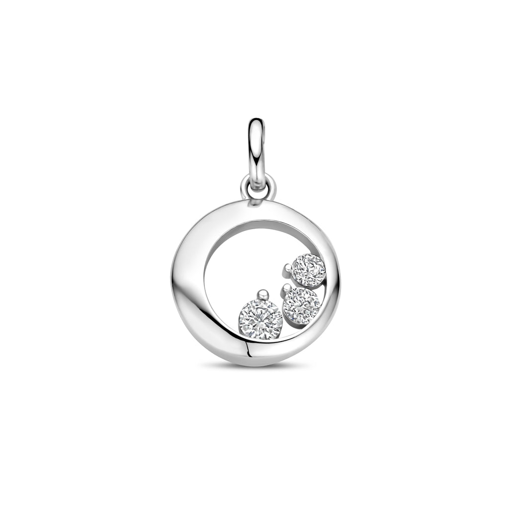 Anhänger Zirkonia 18 mm rhodiniertes Silber