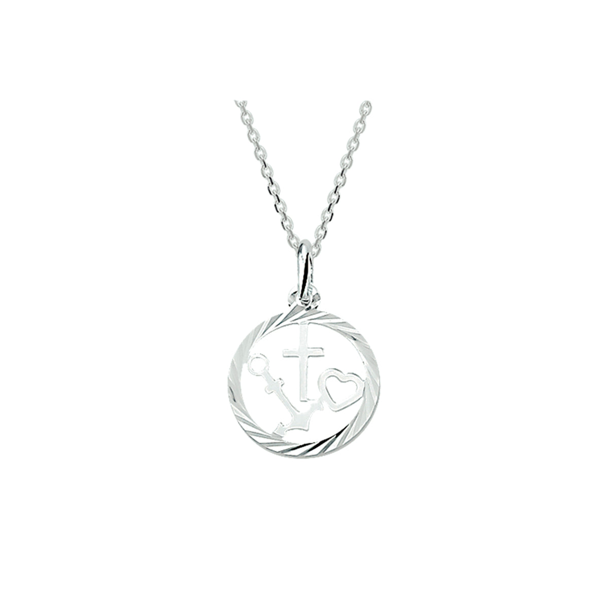 Halskette Glaube, Hoffnung und Liebe 41 + 4 cm Silber rhodiniert