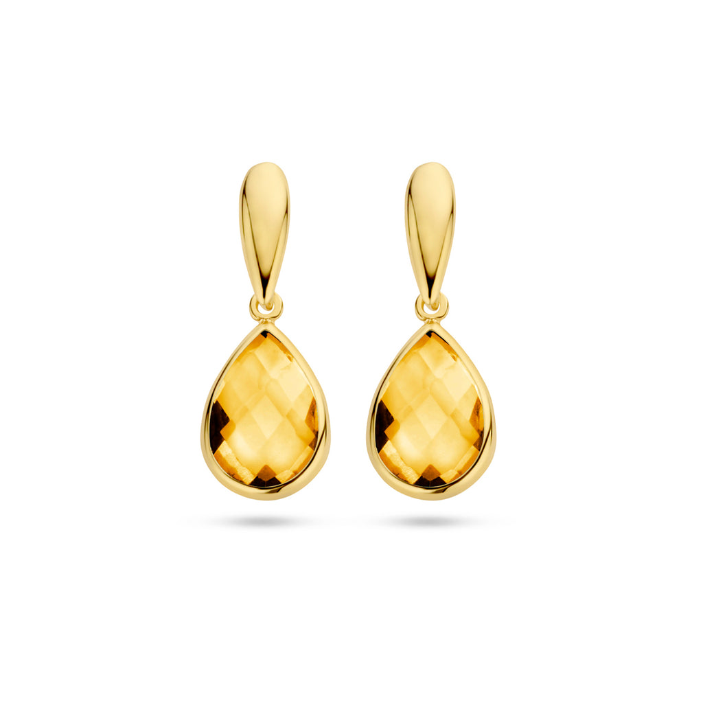 oorhangers citrien 20 mm 14K geelgoud